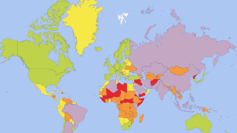 La carte des destinations les plus dangereuses au monde pour voyager en 2024