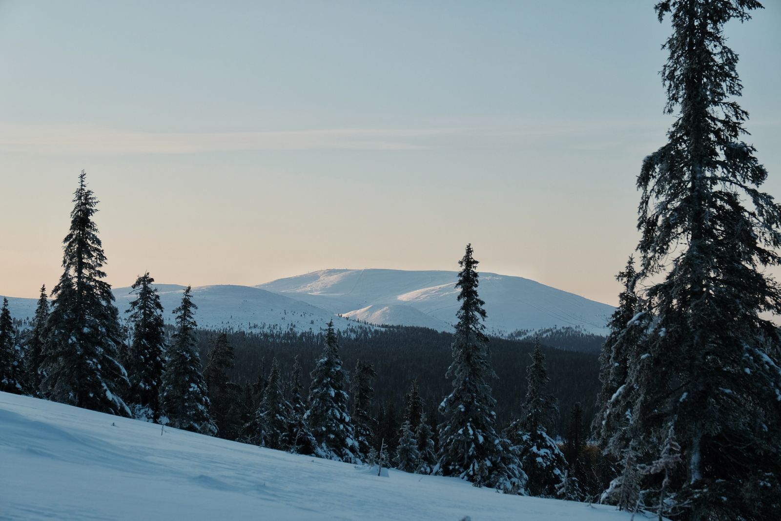 Paysage de neigeur en lapia finlandais qui voyage