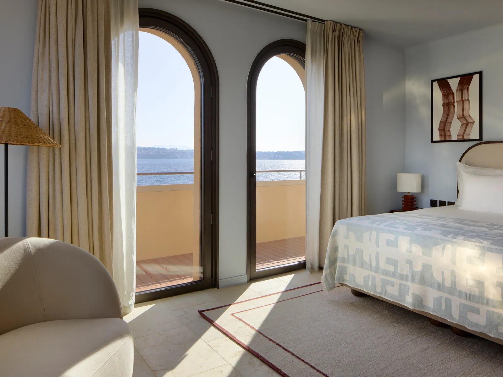 Vue sur la mer depuis la suite Délos Cloître Terrasse Zannier Île de Bendor