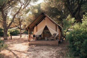 WeCamp Cádiz : où les pins et la lumière s&rsquo;amusent à créer des ombres
